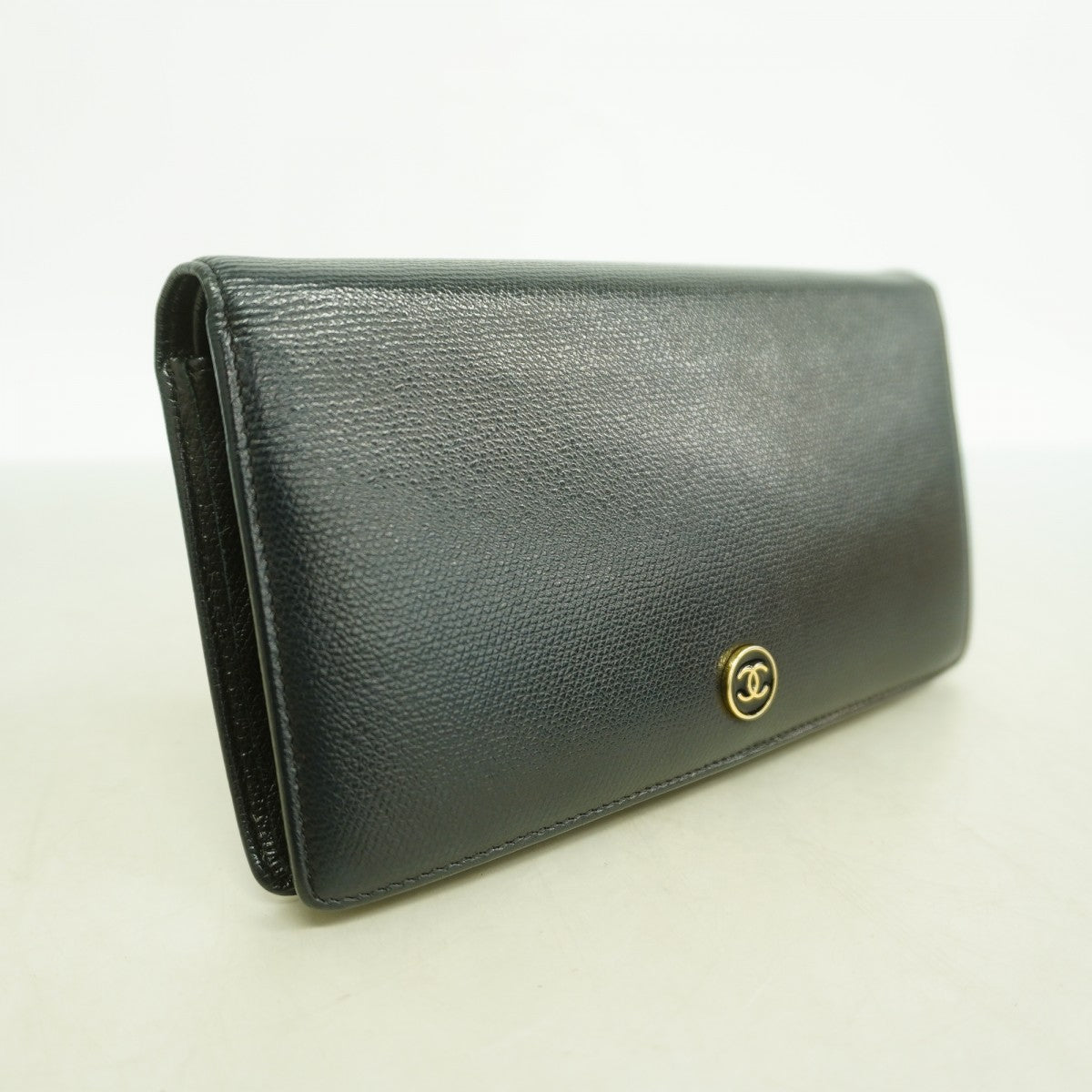 【6fb2745-k】シャネル 長財布 ココボタン レザー ブラック シャンパンゴールド金具【中古】レディース