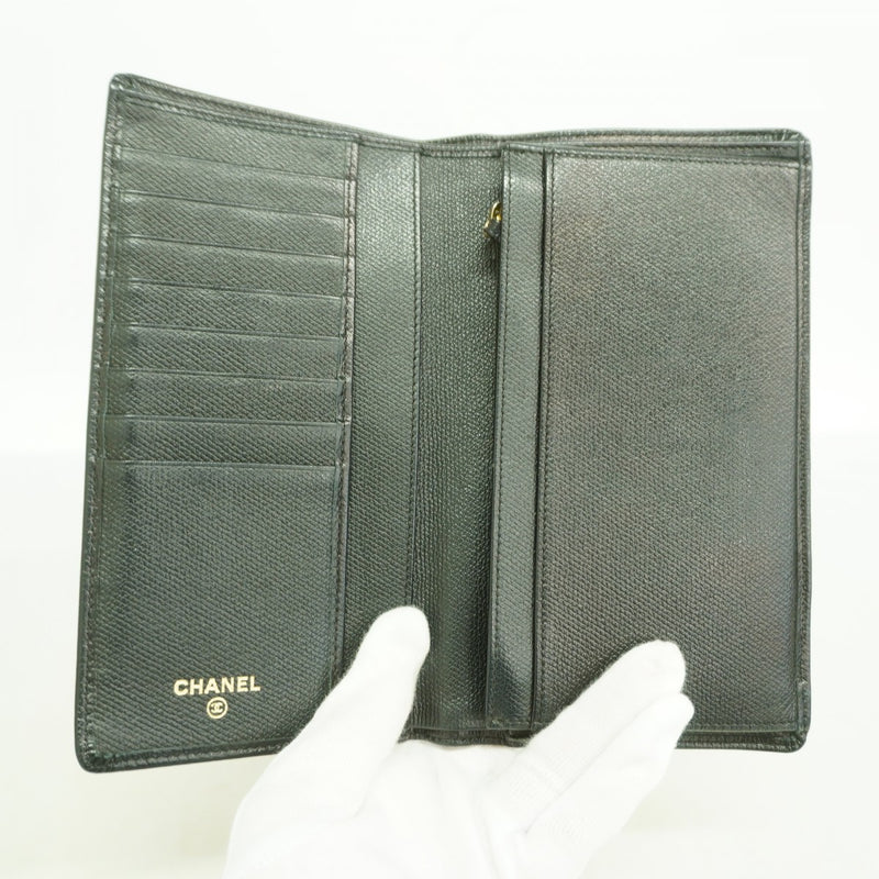 【6fb2745-k】シャネル 長財布 ココボタン レザー ブラック シャンパンゴールド金具【中古】レディース