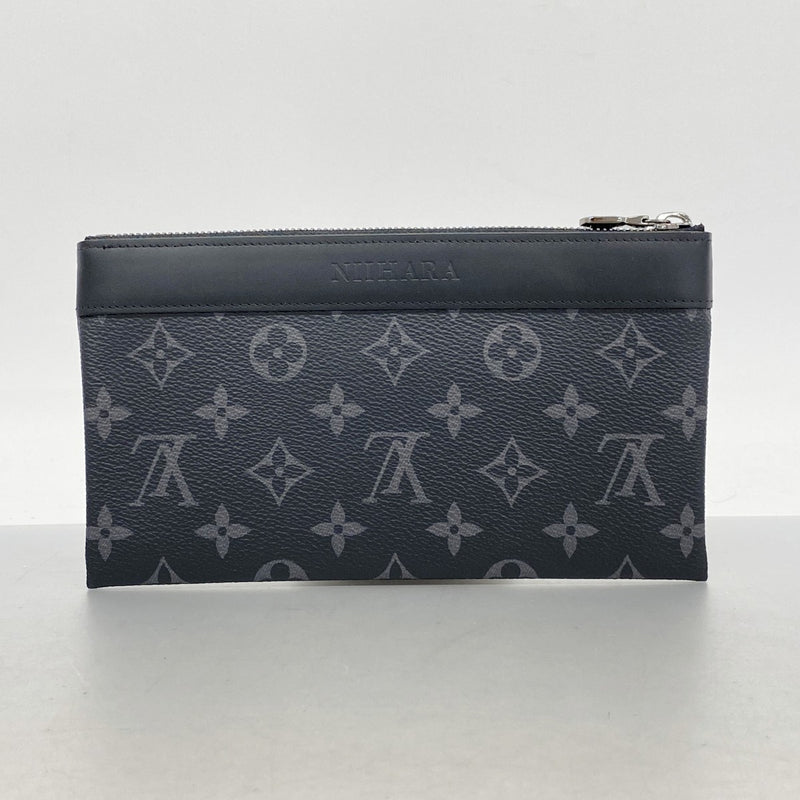 【6fb2747-k】ルイヴィトン ポーチ モノグラム・エクリプス ポシェットディスカバリーPM M44323 ブラック【中古】メンズ