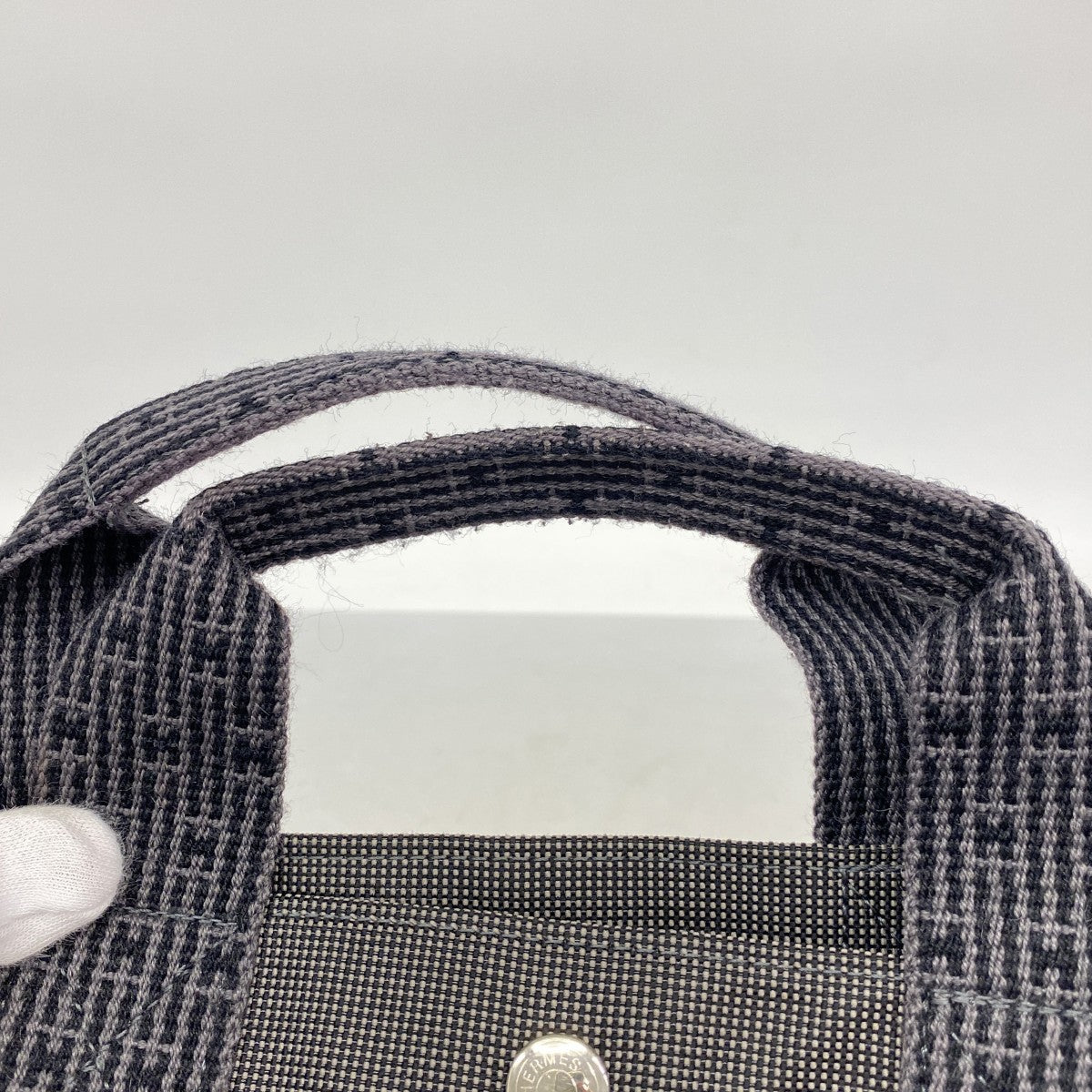 【6fb2755-k】エルメス トートバッグ エールラインMM キャンバス グレー シルバー金具【中古】レディース