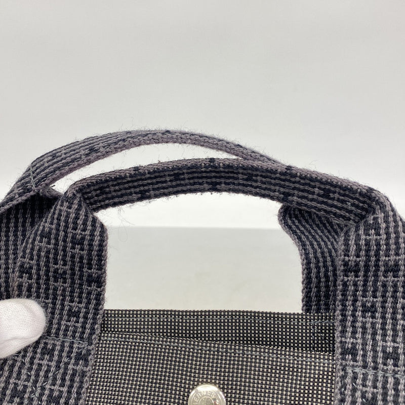 【6fb2755-k】エルメス トートバッグ エールラインMM キャンバス グレー シルバー金具【中古】レディース