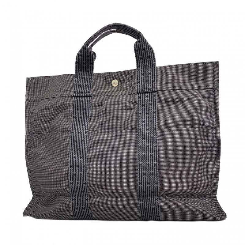 【6fb2755-k】エルメス トートバッグ エールラインMM キャンバス グレー シルバー金具【中古】レディース