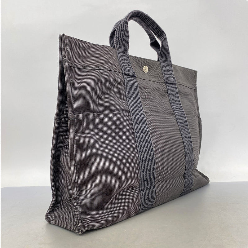 【6fb2755-k】エルメス トートバッグ エールラインMM キャンバス グレー シルバー金具【中古】レディース