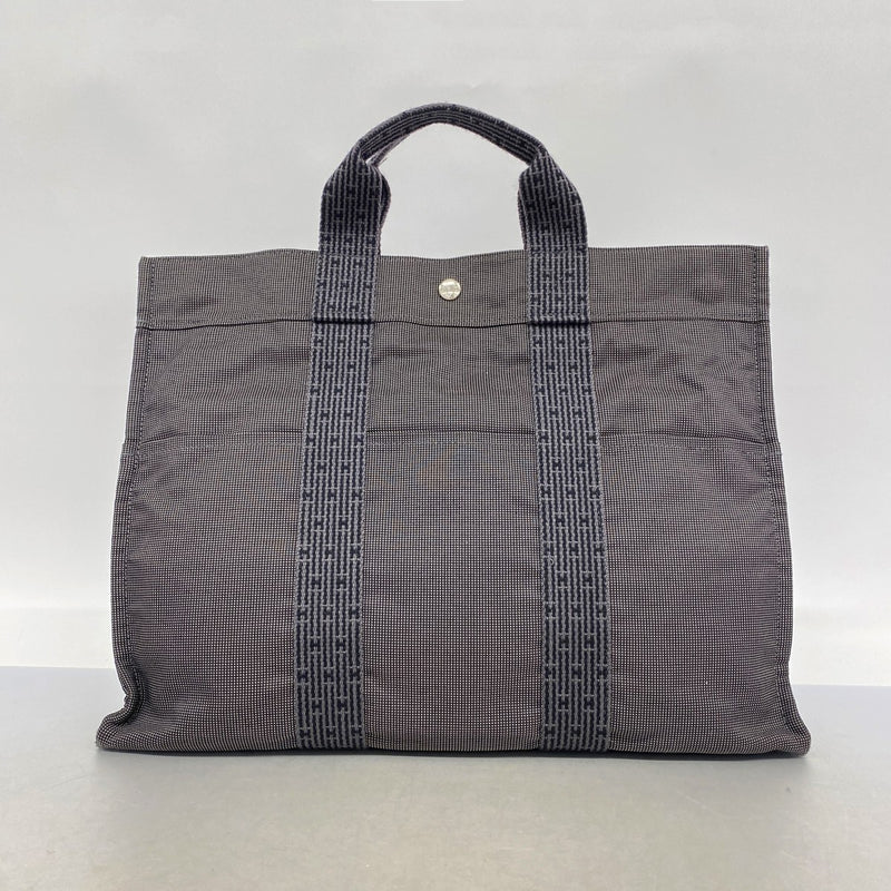 【6fb2755-k】エルメス トートバッグ エールラインMM キャンバス グレー シルバー金具【中古】レディース