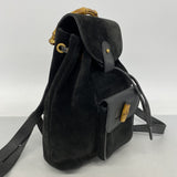 【6fb2759-k】グッチ リュック・デイパック バンブー 003 1956 0030 スウェード ブラック ゴールド金具【中古】レディース