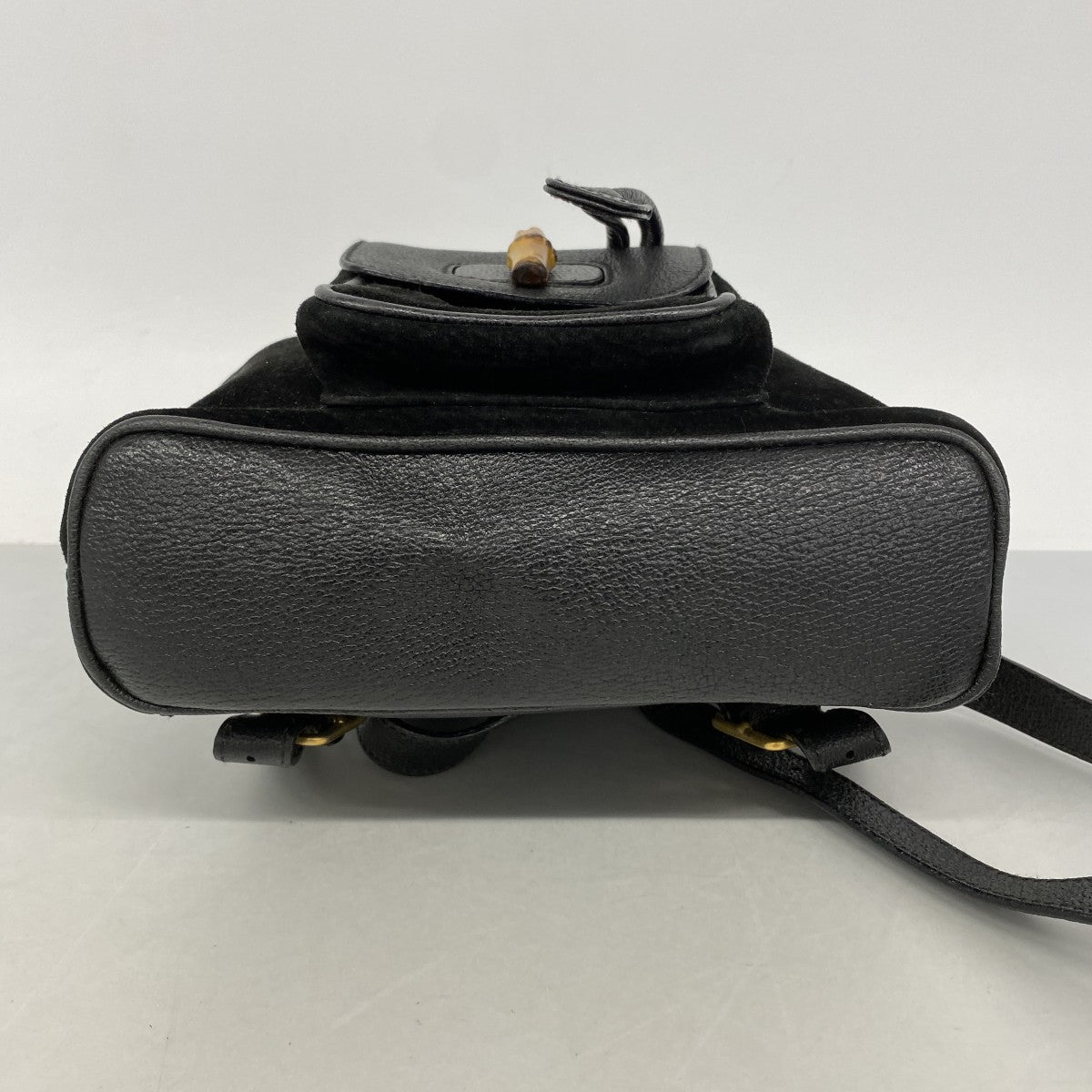 【6fb2759-k】グッチ リュック・デイパック バンブー 003 1956 0030 スウェード ブラック ゴールド金具【中古】レディース