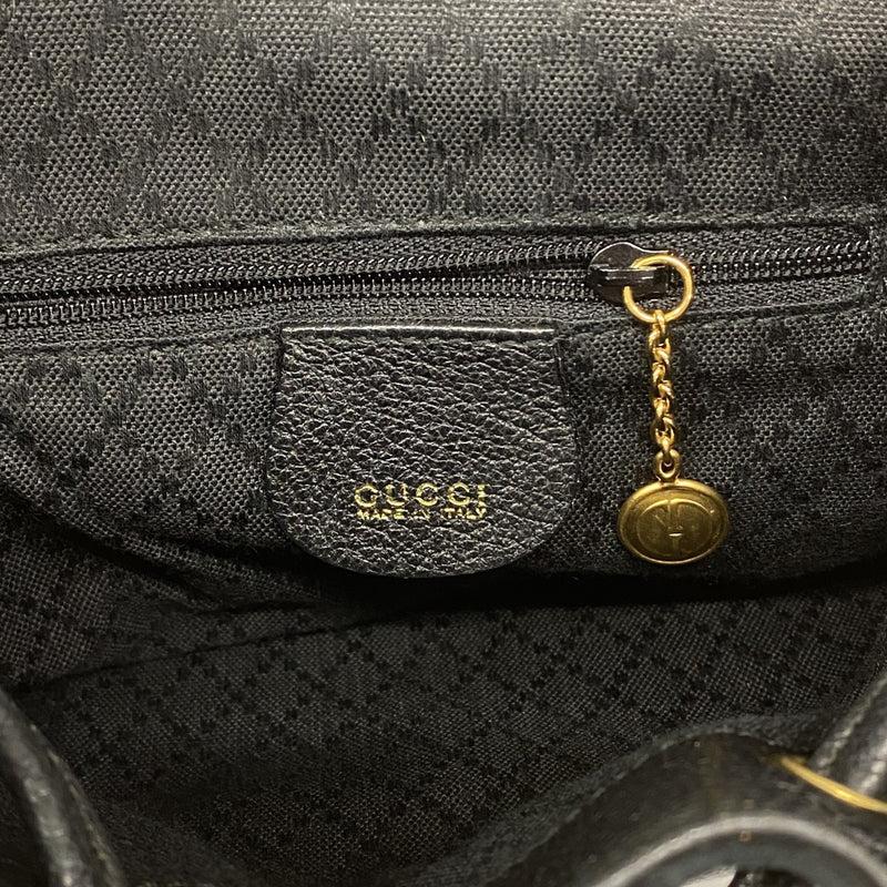 【6fb2759-k】グッチ リュック・デイパック バンブー 003 1956 0030 スウェード ブラック ゴールド金具【中古】レディース