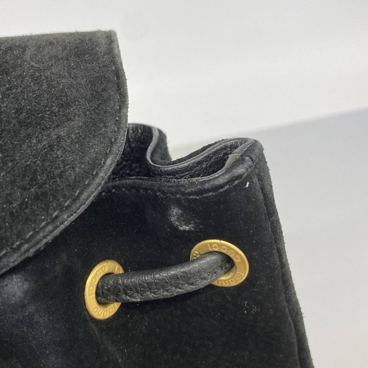 【6fb2759-k】グッチ リュック・デイパック バンブー 003 1956 0030 スウェード ブラック ゴールド金具【中古】レディース