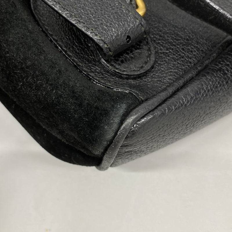 【6fb2759-k】グッチ リュック・デイパック バンブー 003 1956 0030 スウェード ブラック ゴールド金具【中古】レディース