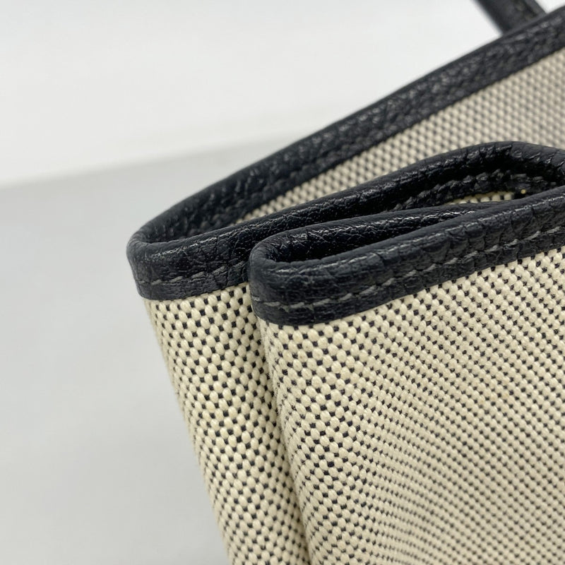 【6fb2766】エルメス トートバッグ ガーデンパーティPM トワルアッシュ ブラック ベージュ シルバー金具 □J刻印【中古】レディース