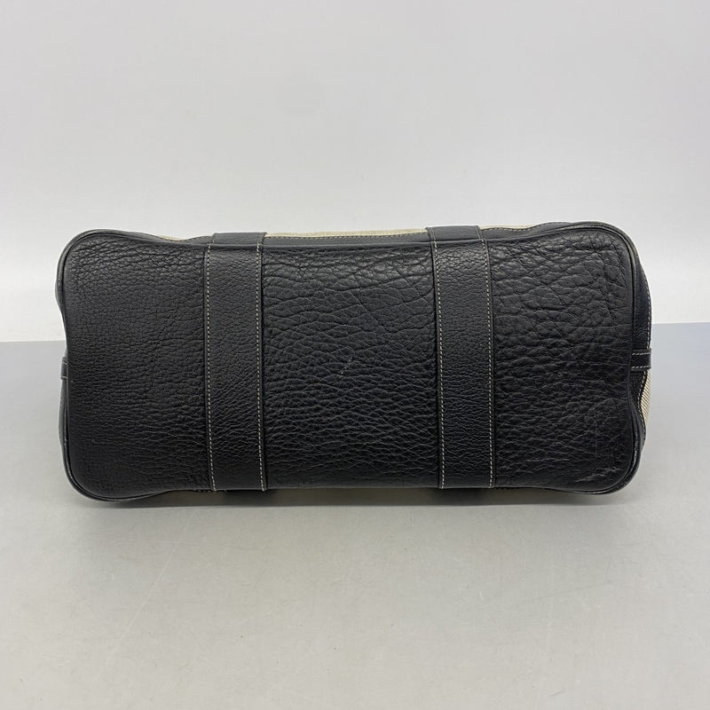 【6fb2766】エルメス トートバッグ ガーデンパーティPM トワルアッシュ ブラック ベージュ シルバー金具 □J刻印【中古】レディース