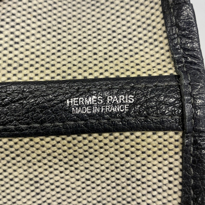 【6fb2766】エルメス トートバッグ ガーデンパーティPM トワルアッシュ ブラック ベージュ シルバー金具 □J刻印【中古】レディース
