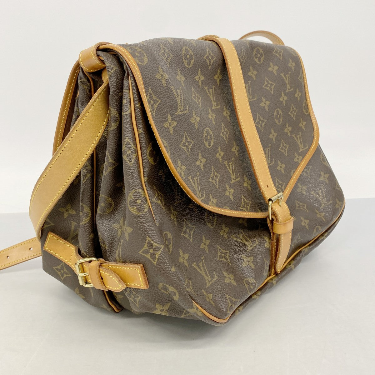 【6fb2770】ルイヴィトン ショルダーバッグ モノグラム ソミュール35 M42254 ブラウン【中古】レディース