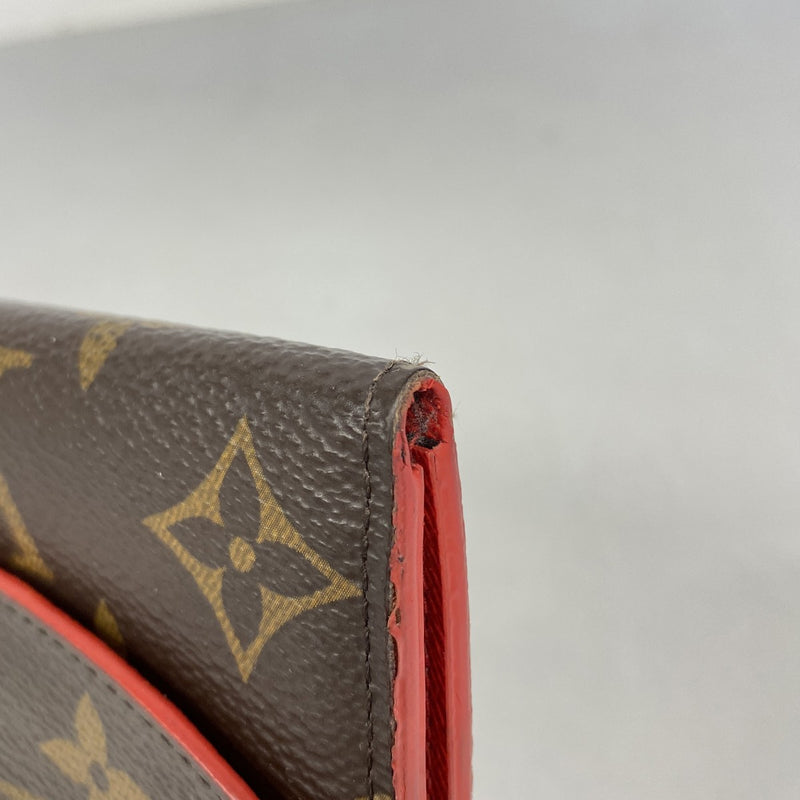 【6fb2776-k】ルイヴィトン 長財布 モノグラム ポルトフォイユエミリー フラワーチャーム M62941 ルージュ【中古】レディース