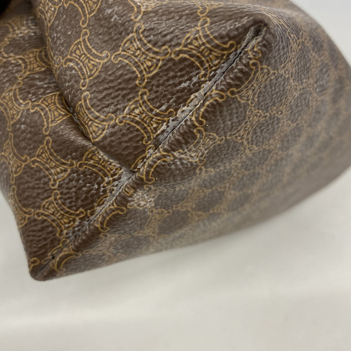 【6fb2779-k】セリーヌ ポーチ マカダム PVC ブラウン ゴールド金具【中古】レディース