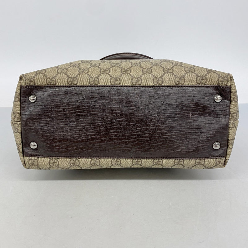 【6fb2780-k】グッチ トートバッグ GGスプリーム 121220 PVC ブラウン シルバー金具【中古】レディース