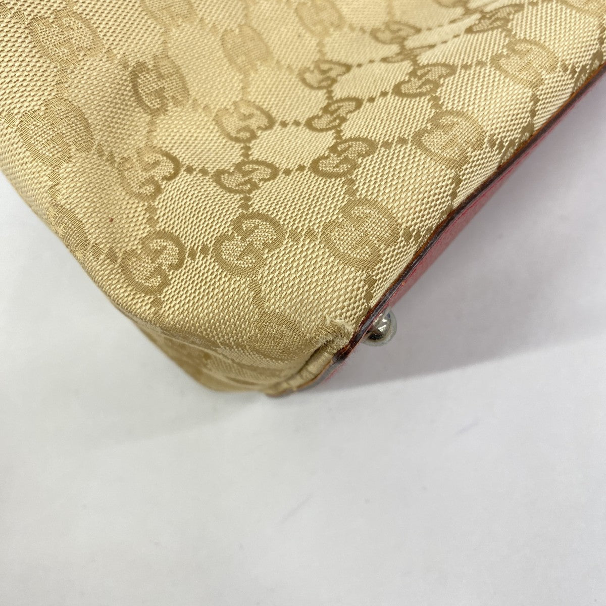 【6fb2792-k】グッチ トートバッグ GGキャンバス 120836 キャンバス ベージュ レッド シルバー金具【中古】レディース