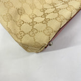 【6fb2792-k】グッチ トートバッグ GGキャンバス 120836 キャンバス ベージュ レッド シルバー金具【中古】レディース