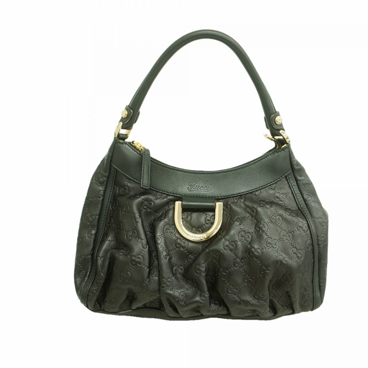 【6fb2812-k】グッチ ハンドバッグ グッチシマ 190525 レザー ブラック シャンパンゴールド金具【中古】レディース