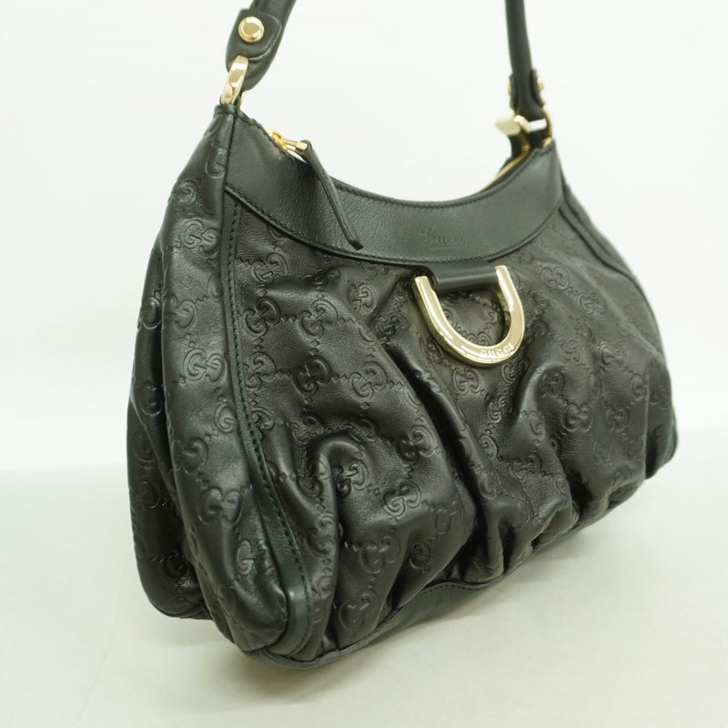 【6fb2812-k】グッチ ハンドバッグ グッチシマ 190525 レザー ブラック シャンパンゴールド金具【中古】レディース