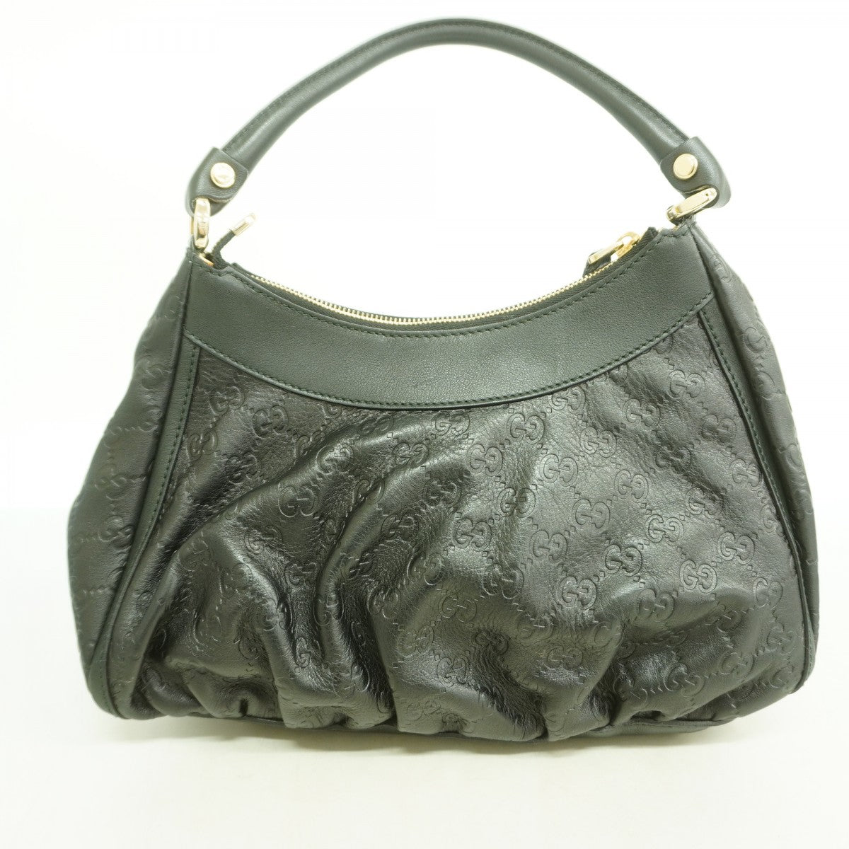 【6fb2812-k】グッチ ハンドバッグ グッチシマ 190525 レザー ブラック シャンパンゴールド金具【中古】レディース