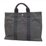 【6fb2827】エルメス トートバッグ エールラインMM キャンバス グレー シルバー金具【中古】メンズ レディース ユニセックス