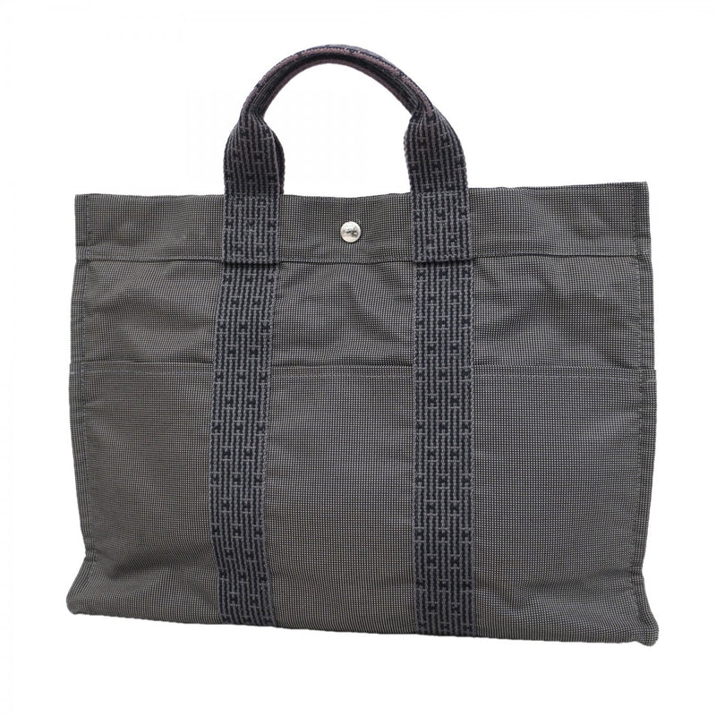 【6fb2827】エルメス トートバッグ エールラインMM キャンバス グレー シルバー金具【中古】メンズ レディース ユニセックス