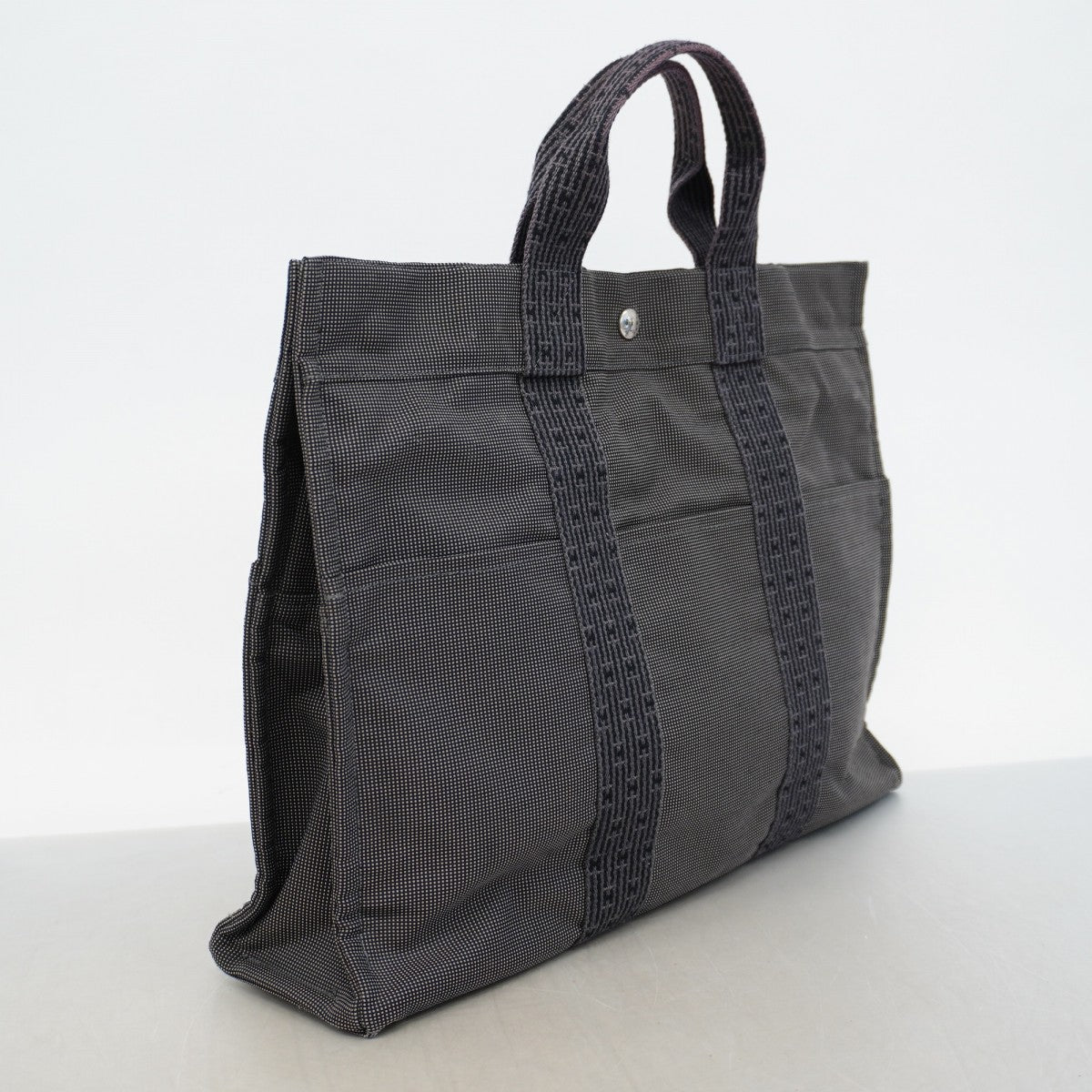 【6fb2827】エルメス トートバッグ エールラインMM キャンバス グレー シルバー金具【中古】メンズ レディース ユニセックス
