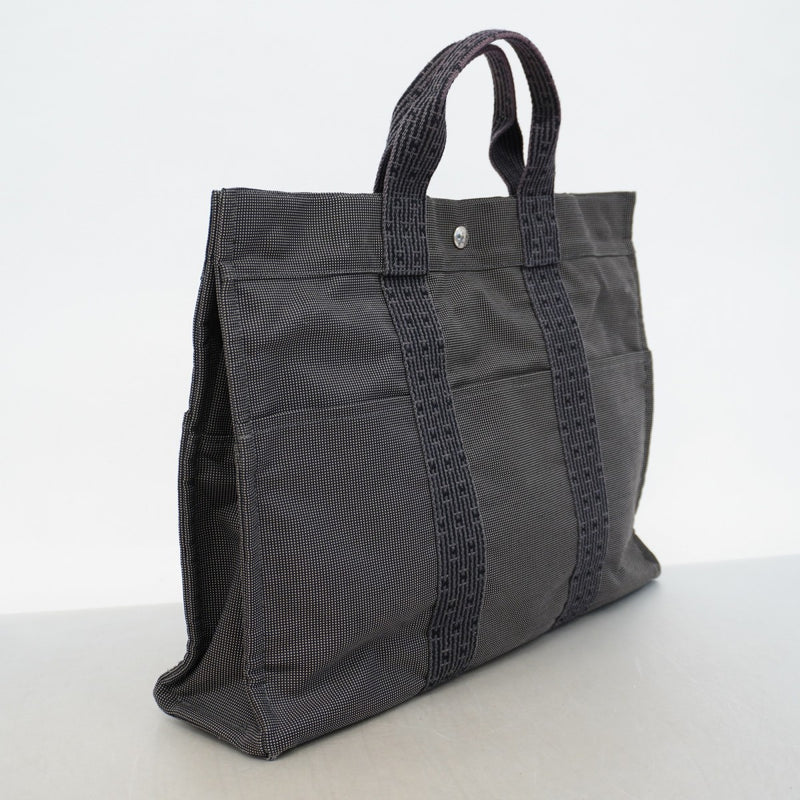 【6fb2827】エルメス トートバッグ エールラインMM キャンバス グレー シルバー金具【中古】メンズ レディース ユニセックス