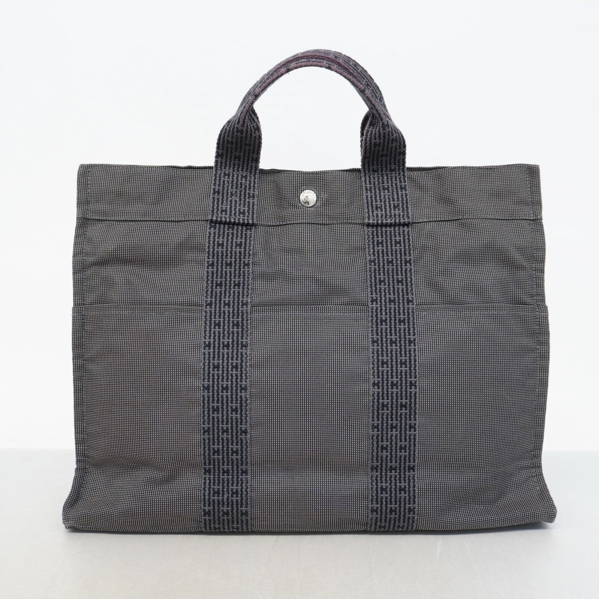 【6fb2827】エルメス トートバッグ エールラインMM キャンバス グレー シルバー金具【中古】メンズ レディース ユニセックス