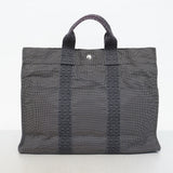 【6fb2827】エルメス トートバッグ エールラインMM キャンバス グレー シルバー金具【中古】メンズ レディース ユニセックス
