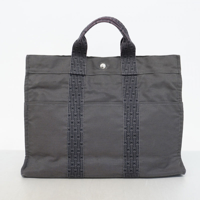 【6fb2827】エルメス トートバッグ エールラインMM キャンバス グレー シルバー金具【中古】メンズ レディース ユニセックス