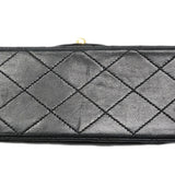 【6fb2947】シャネル ショルダーバッグ マトラッセ Wフラップ Wチェーン ラムスキン ブラック ゴールド金具【中古】レディース