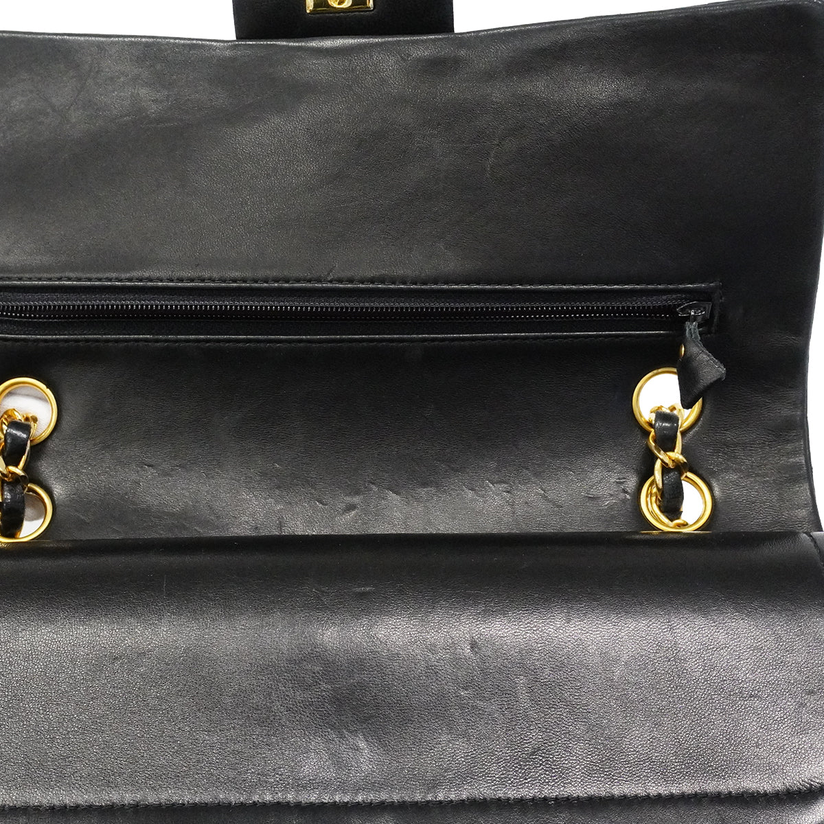 【6fb2948】シャネル ショルダーバッグ マトラッセ Wフラップ Wチェーン ラムスキン ブラック ゴールド金具【中古】レディース