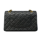 【6fb2948】シャネル ショルダーバッグ マトラッセ Wフラップ Wチェーン ラムスキン ブラック ゴールド金具【中古】レディース
