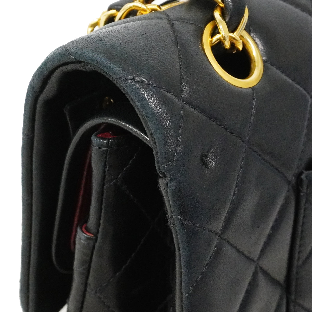 【6fb2948】シャネル ショルダーバッグ マトラッセ Wフラップ Wチェーン ラムスキン ブラック ゴールド金具【中古】レディース