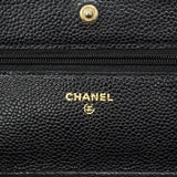 【6fb2950】シャネル ショルダーウォレット マトラッセ チェーンショルダー キャビアスキン ブラック ゴールド金具【中古】レディース