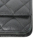 【6fb2950】シャネル ショルダーウォレット マトラッセ チェーンショルダー キャビアスキン ブラック ゴールド金具【中古】レディース