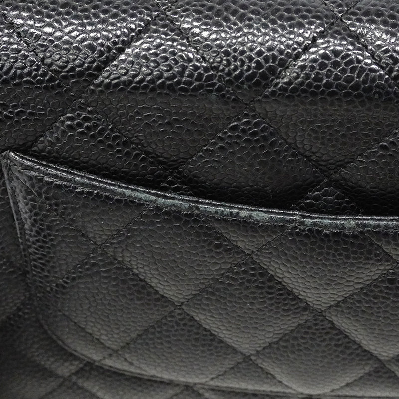 【6fb2950】シャネル ショルダーウォレット マトラッセ チェーンショルダー キャビアスキン ブラック ゴールド金具【中古】レディース
