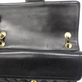 【6fb2951】シャネル ショルダーバッグ マトラッセ Wフラップ Wチェーン ラムスキン ブラック ゴールド金具【中古】レディース