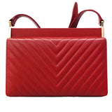 【6fb2952】シャネル ショルダーバッグ Vステッチ 2.55 ラムスキン レッド シャンパンゴールド金具【中古】レディース