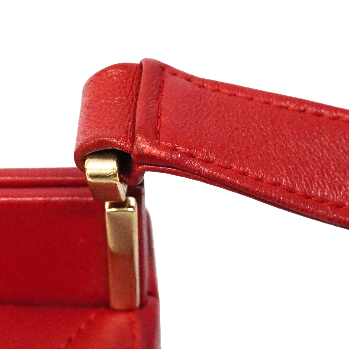 【6fb2952】シャネル ショルダーバッグ Vステッチ 2.55 ラムスキン レッド シャンパンゴールド金具【中古】レディース