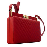 【6fb2952】シャネル ショルダーバッグ Vステッチ 2.55 ラムスキン レッド シャンパンゴールド金具【中古】レディース