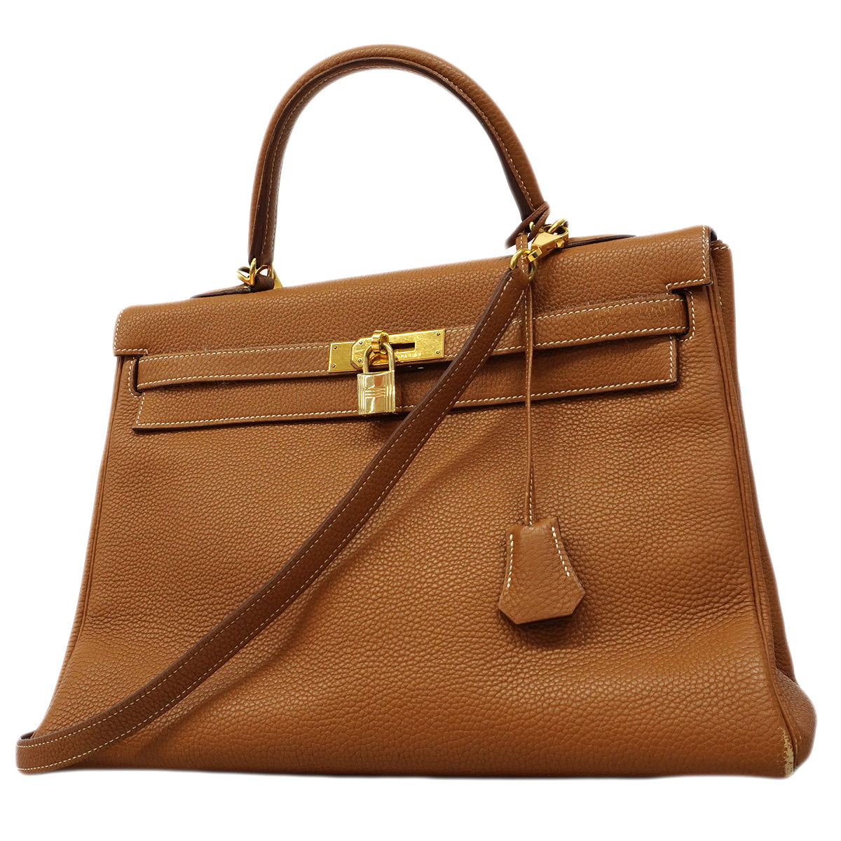 【6fb2959】エルメス ハンドバッグ ケリー35 トゴ ゴールド ゴールド金具 □I刻印 2wayバッグ【中古】レディース