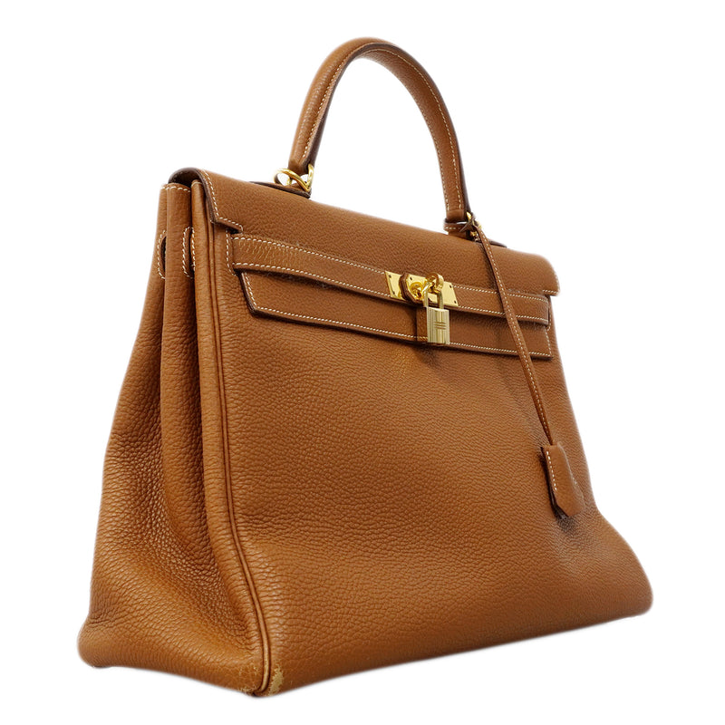 【6fb2959】エルメス ハンドバッグ ケリー35 トゴ ゴールド ゴールド金具 □I刻印 2wayバッグ【中古】レディース