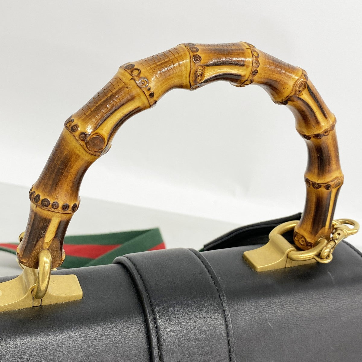 【6fb2971-k】グッチ ハンドバッグ バンブー デュオニュソス 448075 レザー ブラック ゴールド金具 2wayバッグ【中古】レディース