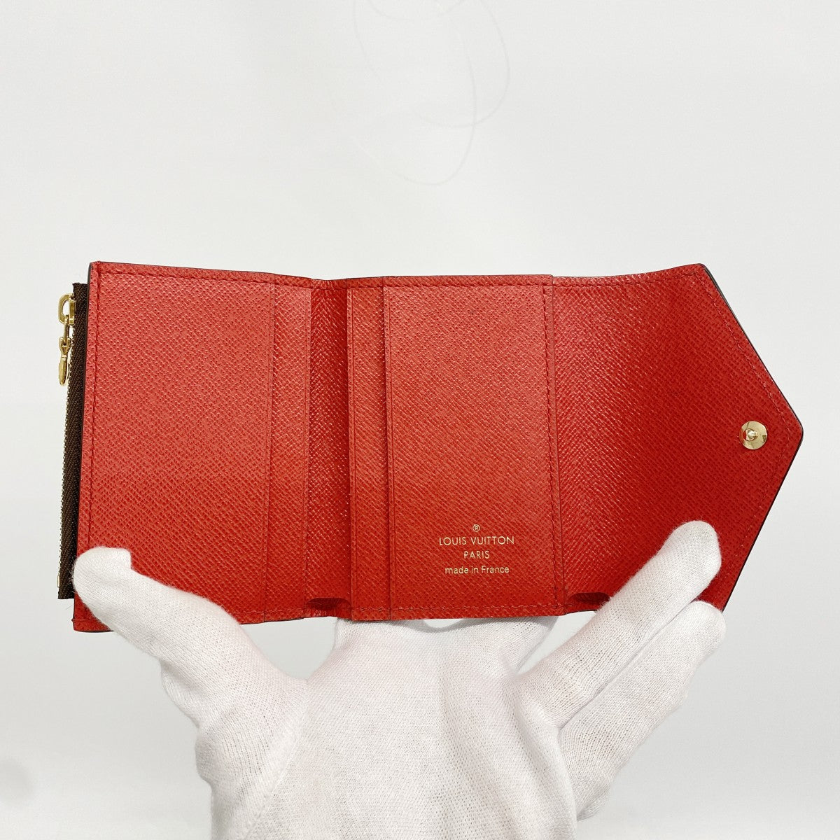 【6fb2980-k】ルイヴィトン 三つ折り財布 ダミエ ポルトフォイユゾエ N60166 コクリコ【中古】レディース