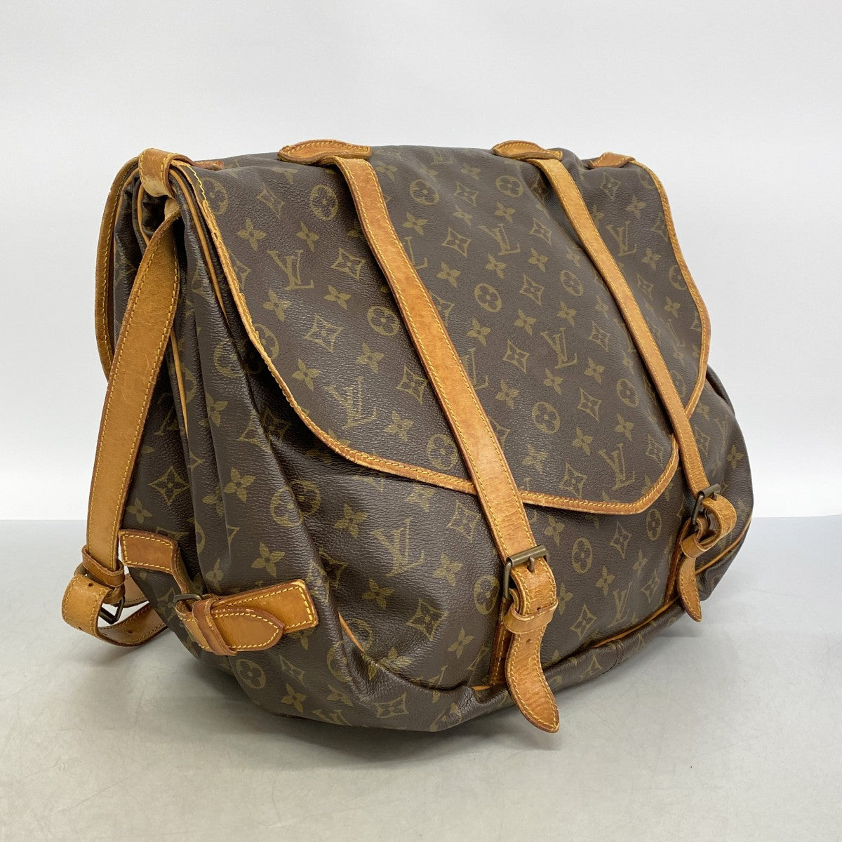 【6fb2992】ルイヴィトン ショルダーバッグ モノグラム ソミュール43 M42252 ブラウン【中古】レディース