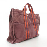 【6fb3090-k】エルメス トートバッグ フールトゥMM キャンバス ボルドー シルバー金具【中古】メンズ レディース ユニセックス