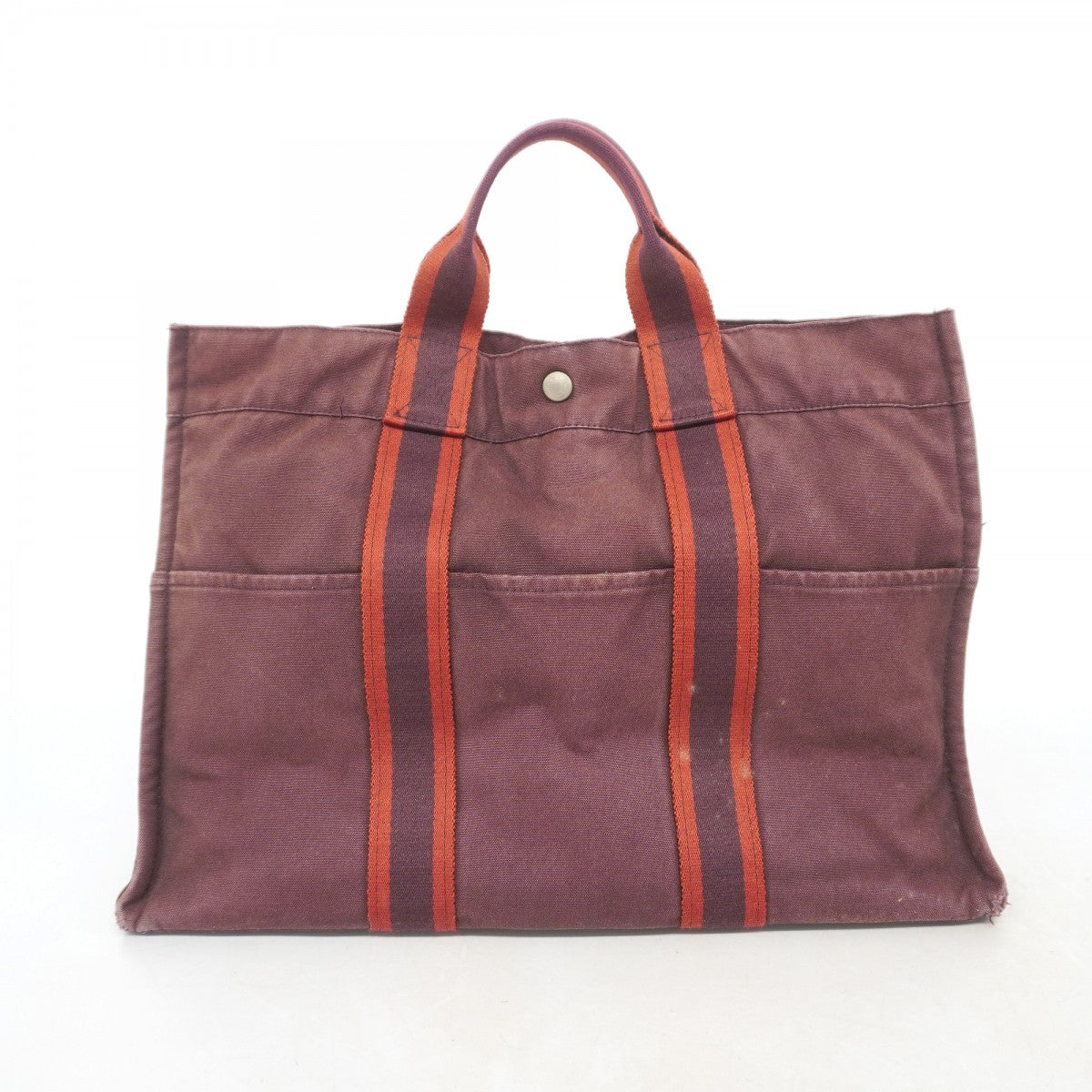 【6fb3090-k】エルメス トートバッグ フールトゥMM キャンバス ボルドー シルバー金具【中古】メンズ レディース ユニセックス